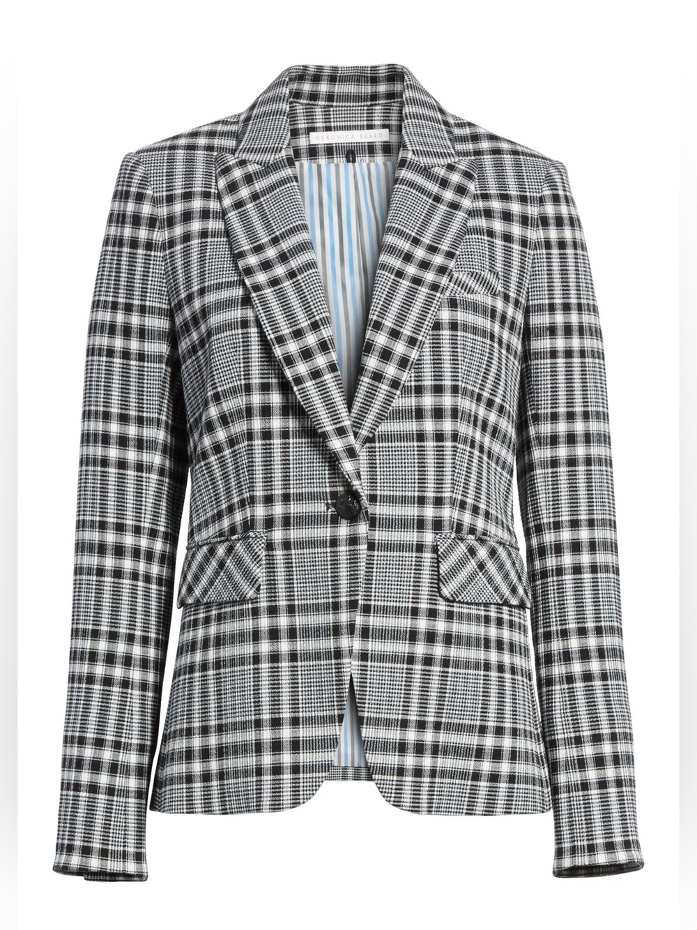 VERONICA BEARD Plaid Dickey Jacket One Button Black Blue Glen Plaid Size 2 EUC - Picture 2 of 16
